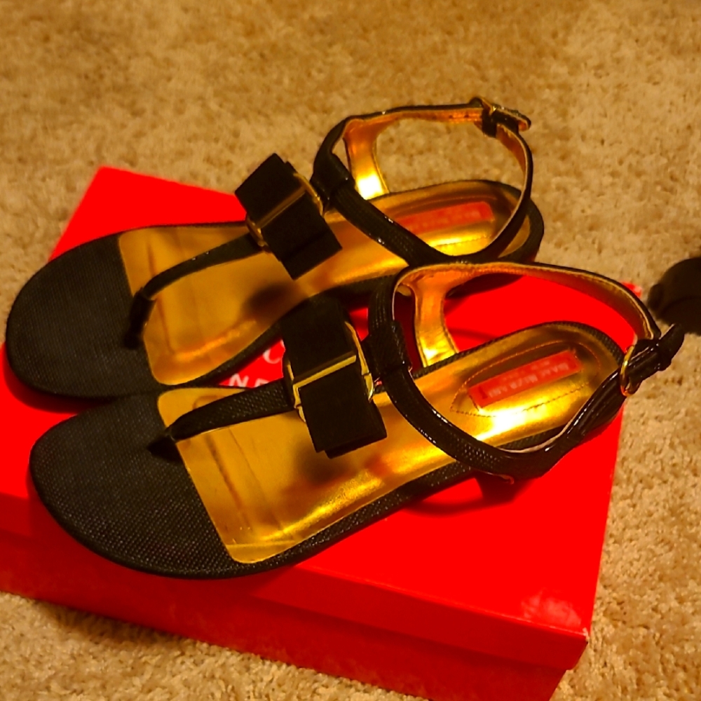 Black and Gold Outdoor Sandals with Durable Straps